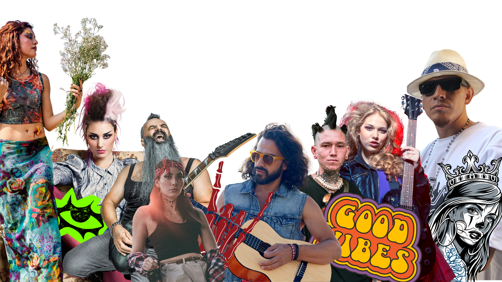 Subcultura grupo de personas de diversos estilos representativos de los goticos, punks, chicanos, rockeros y hippies con elementos que caracterizan estas subculturas