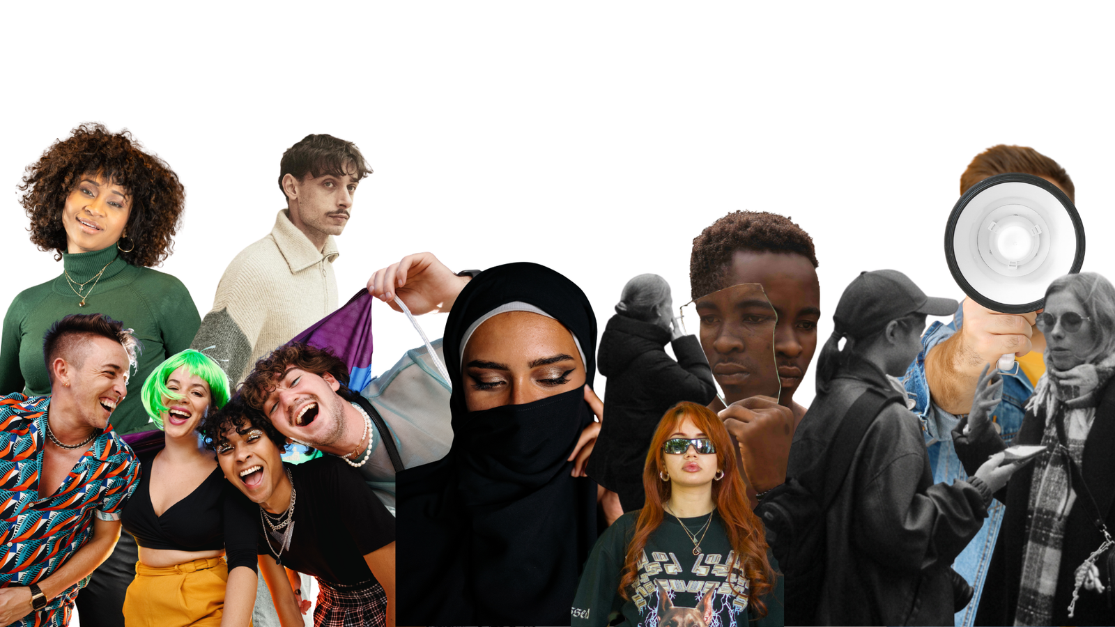 Estilo Grupo de personas de distintas etnias utilizando el estilo como una forma de expresión